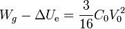 W_g - \Delta U_\mathrm{e} = \frac{3}{16}C_0V_0^2