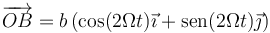 \overrightarrow{OB}=b\left(\cos(2\Omega t)\vec{\imath}+\mathrm{sen}(2\Omega t)\vec{\jmath}\right)