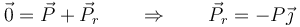 \vec{0}=\vec{P}+\vec{P}_r\qquad\Rightarrow\qquad \vec{P}_r=-P\vec{\jmath}