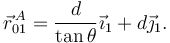
\vec{r}^{\,A}_{01} = \dfrac{d}{\tan\theta}\vec{\imath}_1 + d\vec{\jmath}_1.
