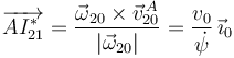 
\overrightarrow{AI_{21}^*} = \dfrac{\vec{\omega}_{20}\times\vec{v}^{\,A}_{20}}{|\vec{\omega}_{20}|}=
\dfrac{v_0}{\dot{\psi}}\,\vec{\imath}_0
