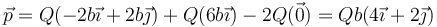 \vec{p}=Q(-2b\vec{\imath}+2b\vec{\jmath})+Q(6b\vec{\imath})-2Q(\vec{0})=Qb(4\vec{\imath}+2\vec{\jmath})