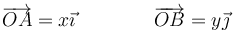 \overrightarrow{OA}=x\vec{\imath}\qquad\qquad \overrightarrow{OB}=y\vec{\jmath}