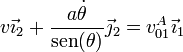 v\vec{\imath}_2+\frac{a\dot{\theta}}{\mathrm{sen}(\theta)}\vec{\jmath}_2=v^A_{01}\vec{\imath}_1