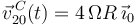 \vec{v}^{\, C}_{20}(t)=4\,\Omega R\,\vec{\imath}_0