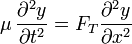 \mu\,\frac{\partial^2 y}{\partial t^2} = F_{T}\frac{\partial^2 y}{\partial x^2}