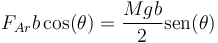 F_{Ar}b\cos(\theta) = \frac{Mgb}{2}\mathrm{sen}(\theta)