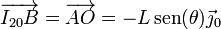 \overrightarrow{I_{20}B}=\overrightarrow{AO}=-L\,\mathrm{sen}(\theta)\vec{\jmath}_0