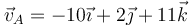 \vec{v}_A=-10\vec{\imath}+2\vec{\jmath}+11\vec{k}