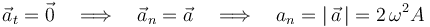 
\vec{a}_t=\vec{0}\,\,\,\,\,\,\Longrightarrow\,\,\,\,\,\,\vec{a}_n=\vec{a}\,\,\,\,\,\,\Longrightarrow\,\,\,\,\,\, a_n=|\,\vec{a}\,|=2\,\omega^2 A 
