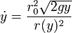 \dot{y}=\frac{r_0^2\sqrt{2gy}}{r(y)^2}