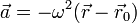 \vec{a}=-\omega^2(\vec{r}-\vec{r}_0)