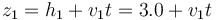 z_1 = h_1 + v_1 t = 3.0 + v_1 t\,