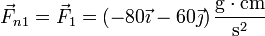 \vec{F}_{n1} =\vec{F}_1=\left(-80\vec{\imath}-60\vec{\jmath}\right)\frac{\mathrm{g}\cdot\mathrm{cm}}{\mathrm{s}^2}