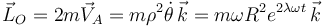 \vec{L}_O=2m\vec{V}_A=m\rho^2\dot{\theta}\,\vec{k}=m\omega R^2 e^{2\lambda\omega t}\,\vec{k}