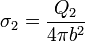 \sigma_2=\frac{Q_2}{4\pi b^2}