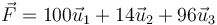 \vec{F}=100\vec{u}_1+14\vec{u}_2+96\vec{u}_3