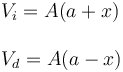 \begin{array}{l}
V_i=A(a+x)\\ \\ V_d=A(a-x)
\end{array}
