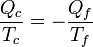 \frac{Q_c}{T_c}=-\frac{Q_f}{T_f}