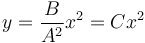 
y = \dfrac{B}{A^2}x^2 = Cx^2
