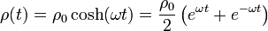 
\rho(t) = \rho_0\cosh(\omega t) = \dfrac{\rho_0}{2}\left(e^{\omega t} + e^{-\omega t}\right)
