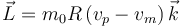 
\vec{L} = m_0R\,(v_p - v_m)\,\vec{k}
