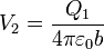 V_2 = \frac{Q_1}{4\pi\varepsilon_0 b}