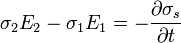 \sigma_2E_2-\sigma_1E_1=-\frac{\partial \sigma_s}{\partial t}
