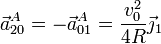\vec{a}^A_{20}=-\vec{a}^A_{01}=\frac{v_0^2}{4R}\vec{\jmath}_1