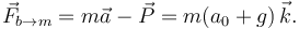 
\vec{F}_{b\to m} = m\vec{a} - \vec{P} = m(a_0 + g)\,\vec{k}.
