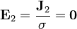 \mathbf{E}_2 = \frac{\mathbf{J}_2}{\sigma}=\mathbf{0}