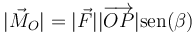 |\vec{M}_O| = |\vec{F}||\overrightarrow{OP}|\mathrm{sen}(\beta)