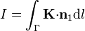 I=\int_\Gamma \mathbf{K}{\cdot}\mathbf{n}_1\mathrm{d}l