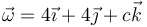 \vec{\omega}=4\vec{\imath}+4\vec{\jmath}+c\vec{k}