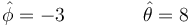 \hat{\phi}=-3\qquad\qquad \hat{\theta}=8