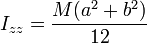 I_{zz}= \frac{M(a^2+b^2)}{12}