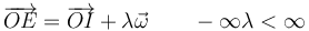 \overrightarrow{OE} = \overrightarrow{OI} + \lambda\vec{\omega}\qquad -\infty \lambda < \infty