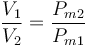 \frac{V_1}{V_2}=\frac{P_{m2}}{P_{m1}}