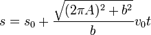 s=s_0+ \frac{\sqrt{(2\pi A)^2+b^2}}{b}v_0 t