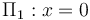 \displaystyle \Pi_1:x=0