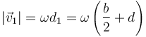 |\vec{v}_1|=\omega d_1= \omega\left(\frac{b}{2}+d\right)