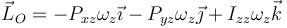 \vec{L}_O=-P_{xz}\omega_z\vec{\imath}-P_{yz}\omega_z\vec{\jmath}+I_{zz}\omega_z\vec{k}