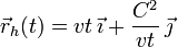 
\vec{r}_h(t) = vt\,\vec{\imath} + \dfrac{C^2}{vt}\,\vec{\jmath}
