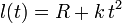 l(t)=R+k\!\ t^2