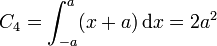 C_4 = \int_{-a}^{a} (x+a)\,\mathrm{d}{x} = 2a^2