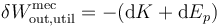 \delta W_\mathrm{out,util}^\mathrm{mec}=-(\mathrm{d}K+\mathrm{d}E_p)\,