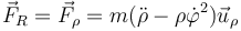 \vec{F}_R = \vec{F}_\rho = m(\ddot{\rho}-\rho\dot{\varphi}^2)\vec{u}_\rho