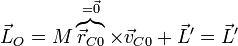 \vec{L}_O = M\overbrace{\vec{r}_{C0}}^{=\vec{0}}\times\vec{v}_{C0}+\vec{L}'=\vec{L}'