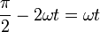 \frac{\pi}{2}-2\omega t = \omega t