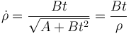 \dot{\rho}=\frac{Bt}{\sqrt{A+B t^2}}=\frac{Bt}{\rho}